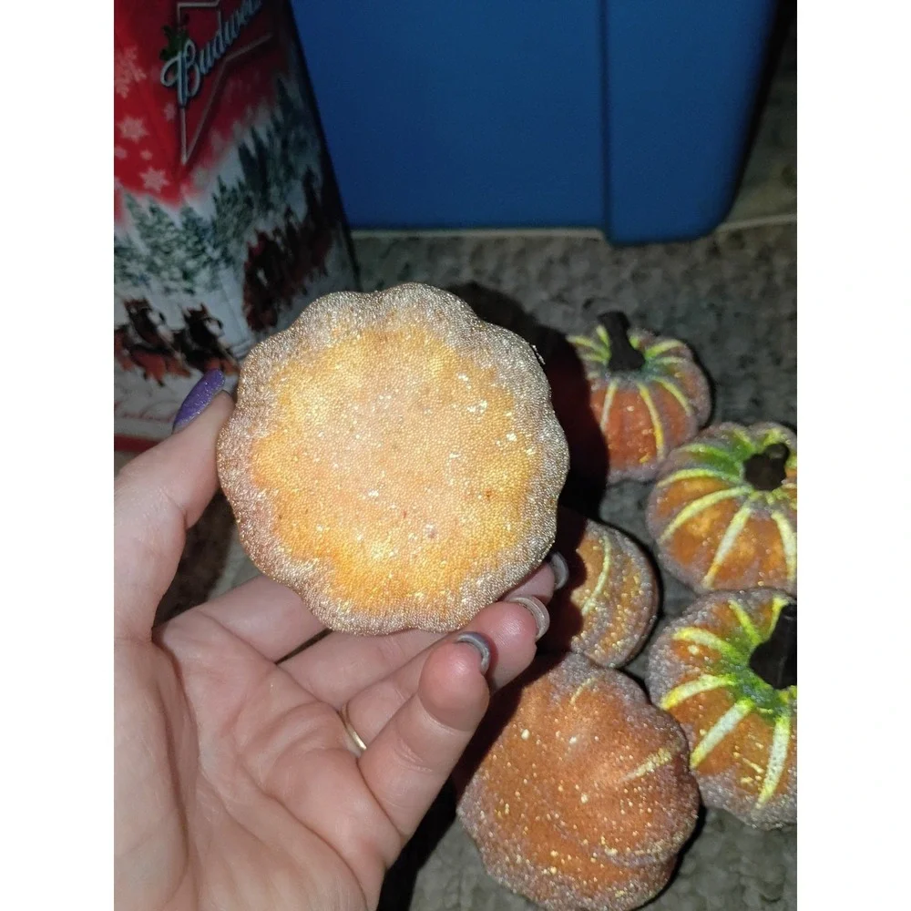 Glitter Frosted Realistic Pumpkins Lot‎ Of 7 Foam 3